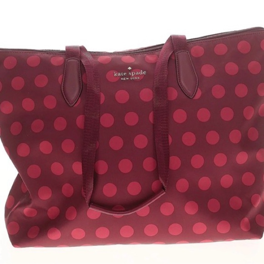 Stunning Designer Kate Spade New York Burgundy Polka Dot Tote